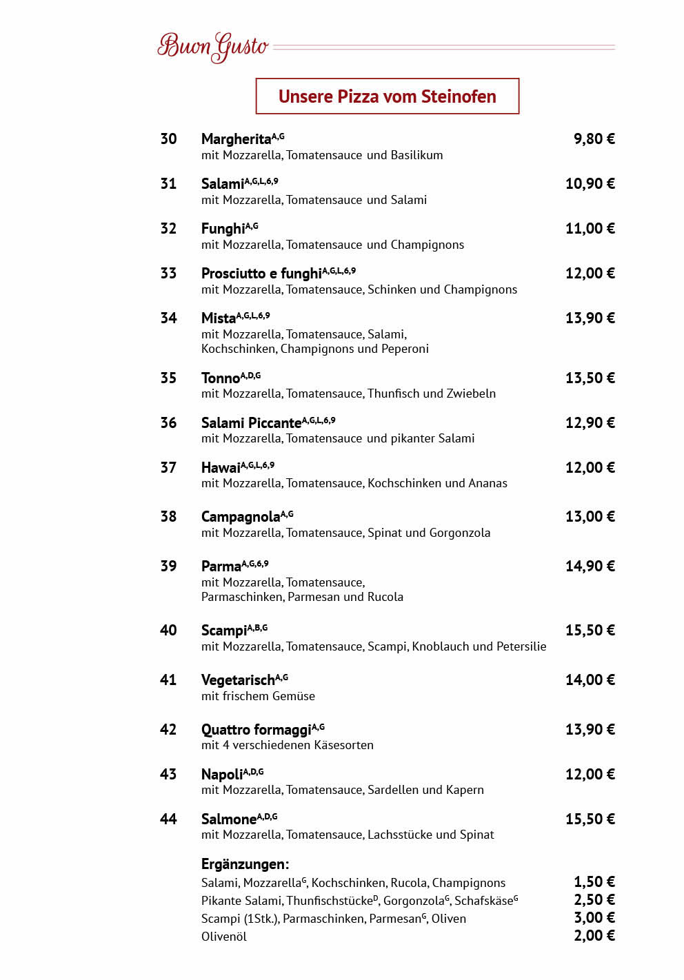 Restaurant Buon Gusto Karow Speisekarte 3