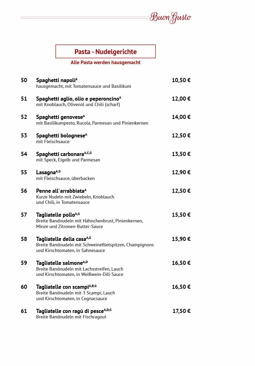 Restaurant Buon Gusto Karow Speisekarte 4