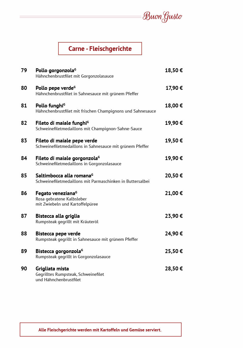Restaurant Buon Gusto Karow Speisekarte 6